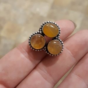 New Amber and Citrine 925 Silver Ring.